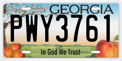 GA license plate PWY3761
