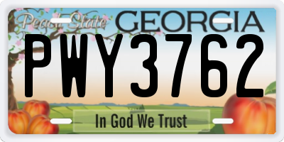 GA license plate PWY3762
