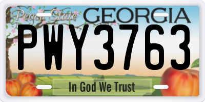 GA license plate PWY3763