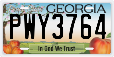 GA license plate PWY3764