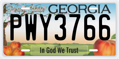 GA license plate PWY3766