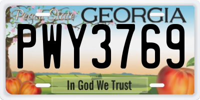GA license plate PWY3769