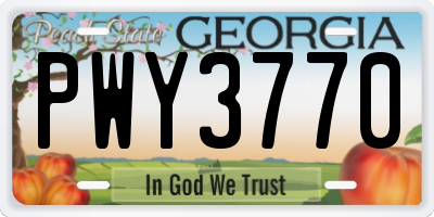 GA license plate PWY3770