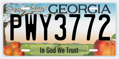 GA license plate PWY3772
