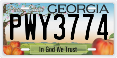 GA license plate PWY3774