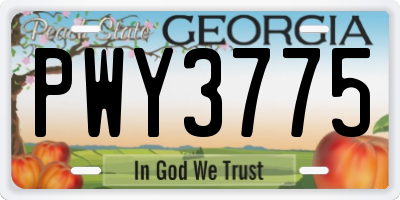 GA license plate PWY3775