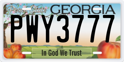 GA license plate PWY3777
