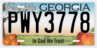 GA license plate PWY3778