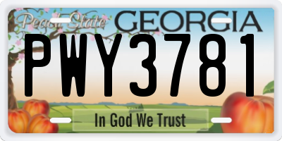 GA license plate PWY3781