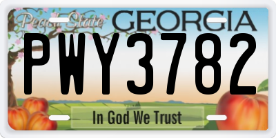 GA license plate PWY3782