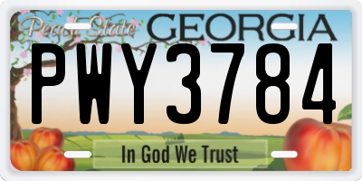 GA license plate PWY3784