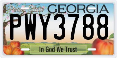 GA license plate PWY3788