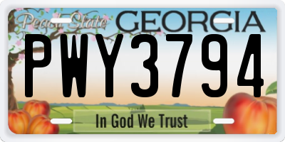 GA license plate PWY3794