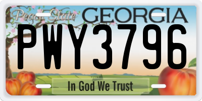 GA license plate PWY3796