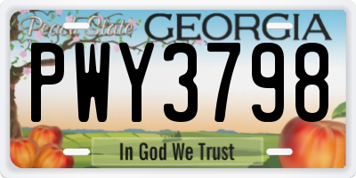 GA license plate PWY3798