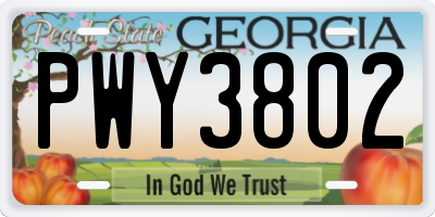 GA license plate PWY3802