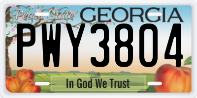 GA license plate PWY3804