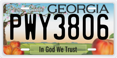 GA license plate PWY3806