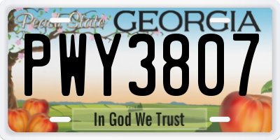 GA license plate PWY3807