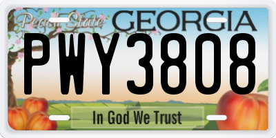 GA license plate PWY3808