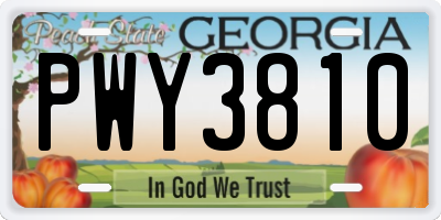 GA license plate PWY3810