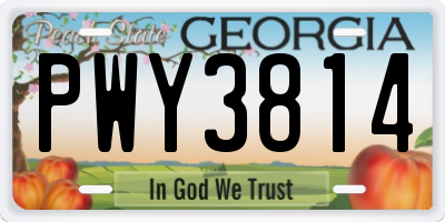 GA license plate PWY3814