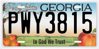 GA license plate PWY3815