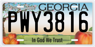 GA license plate PWY3816