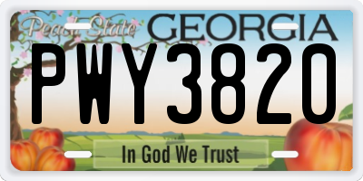 GA license plate PWY3820
