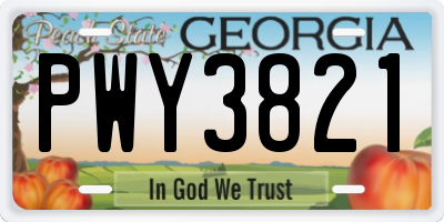 GA license plate PWY3821