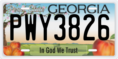 GA license plate PWY3826