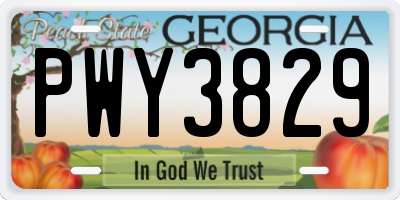 GA license plate PWY3829