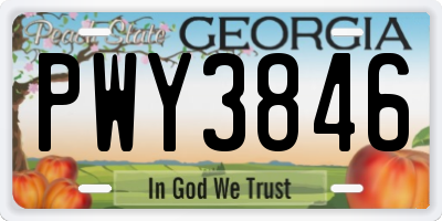 GA license plate PWY3846