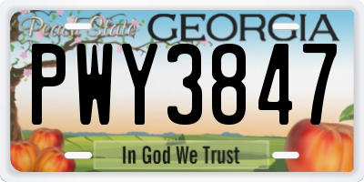 GA license plate PWY3847
