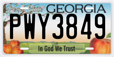 GA license plate PWY3849