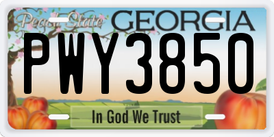 GA license plate PWY3850