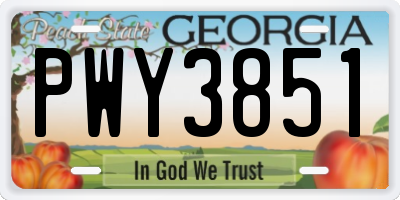 GA license plate PWY3851