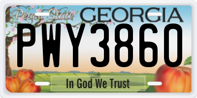 GA license plate PWY3860