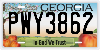 GA license plate PWY3862