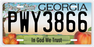 GA license plate PWY3866