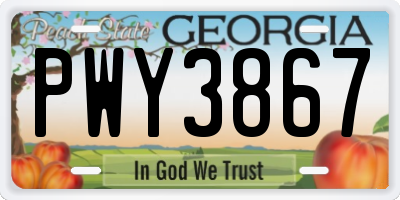 GA license plate PWY3867