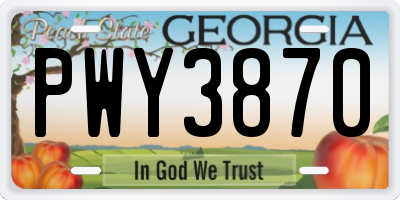 GA license plate PWY3870