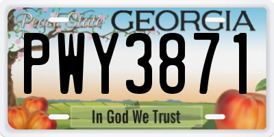 GA license plate PWY3871