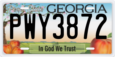 GA license plate PWY3872