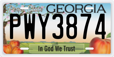 GA license plate PWY3874