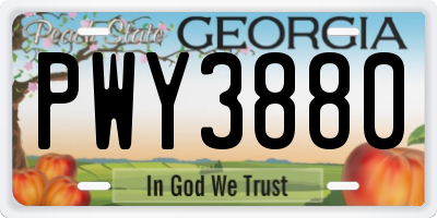 GA license plate PWY3880