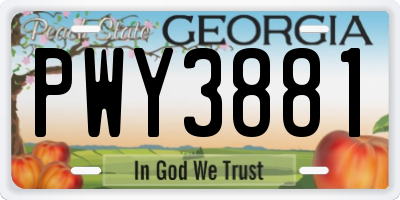 GA license plate PWY3881
