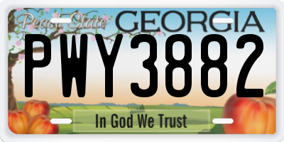 GA license plate PWY3882