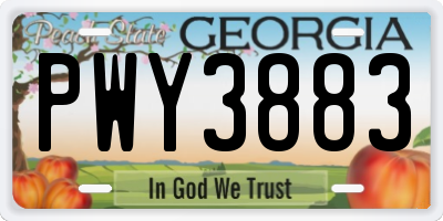 GA license plate PWY3883