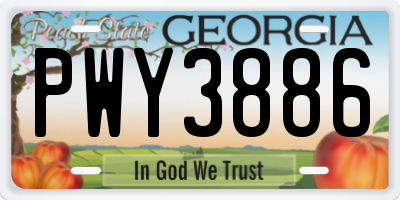 GA license plate PWY3886